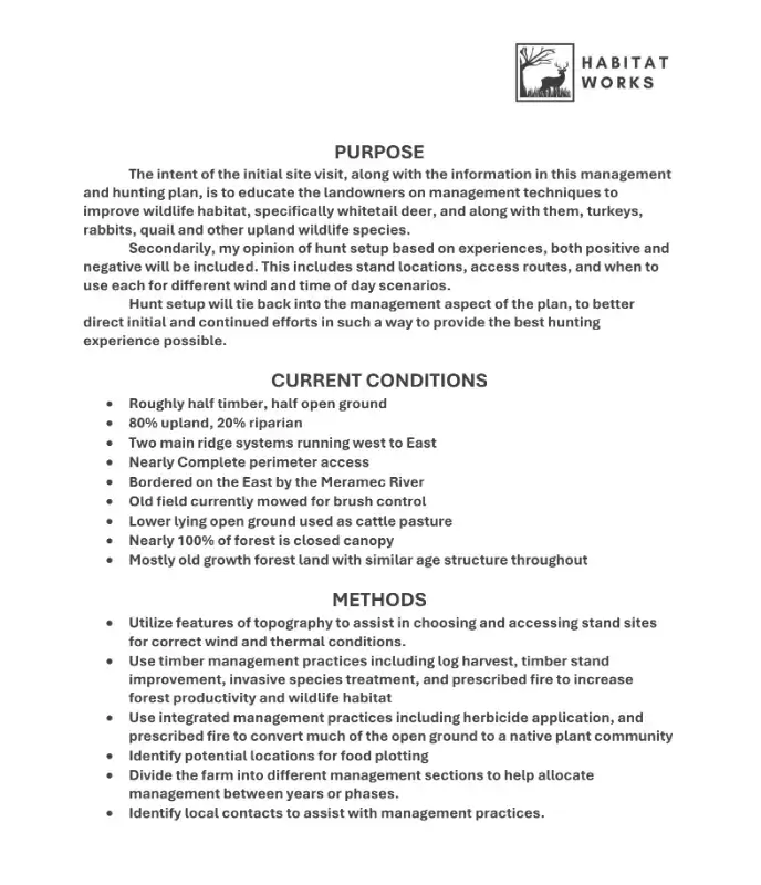 Screenshot of a Habitat Works LLC Consulting Plan